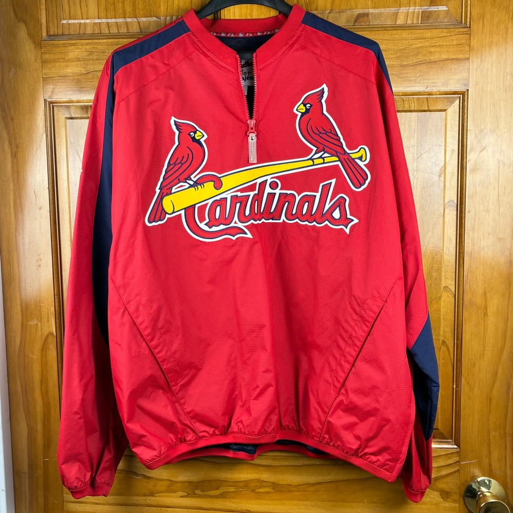 Majestic St. Louis Cardinals Mens XXL Quarter Zip Windbreaker MLB Streetwear
